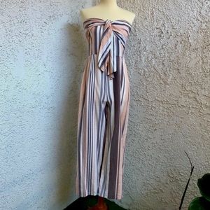 Striped Strapless Jumpsuit